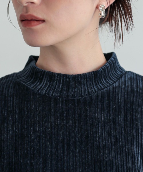 n'OrLABEL(ノアールレーベル)の「異素材レイヤード風モールカットソー(Tシャツ/カットソー・レディース・ネイビー/ブラック・1/2)」の9枚目の写真
