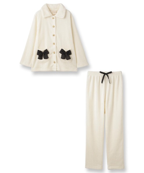 fran de lingerie（フランデランジェリー）の「もこもこ パジャマ ルームウェア レディース 冬 あったか モコモコ リボン 着る毛布「メモリーフリース」（ルームウェア/パジャマ・レディース・ホワイト系その他/ダークグレー/ピンク系その他2・M-L）」の17枚目の写真