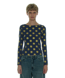 PARTIMENTO WOMEN（パルティメントウィメン）の「Dot All Over Printed Long Sleeve Tee_Navy（Tシャツ/カットソー）」