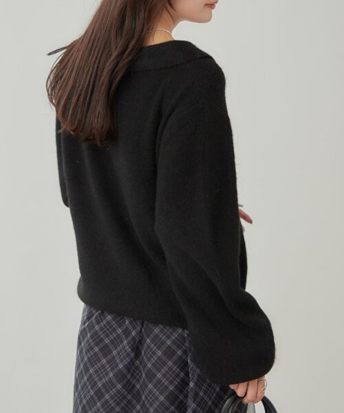 セール】襟付きロングスリーブニット（ニット/セーター）｜mystic