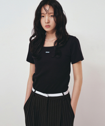LABEL SLIM HALF TOP_BLACK