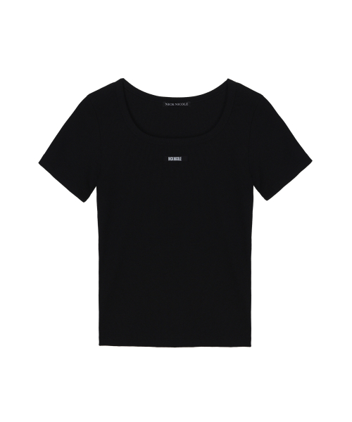 NICK&NICOLE（ニックアンドニコール）の「LABEL SLIM HALF TOP_BLACK（Tシャツ/カットソー・レディース・その他・FREE）」の4枚目の写真