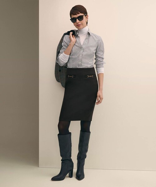 BROOKS BROTHERS（ブルックスブラザーズ）の「ポリエステル／ウール　ホースビット　ペンシルスカート（スカート・レディース・ブラック・0/4/8/2/6）」の5枚目の写真