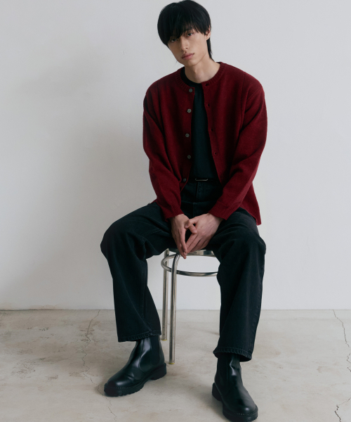 NODU（ノードユー）の「シングルラインラウンドカーディガン[バーガンディ]（カーディガン/ボレロ・メンズ・その他・MEDIUM/LARGE）」の4枚目の写真