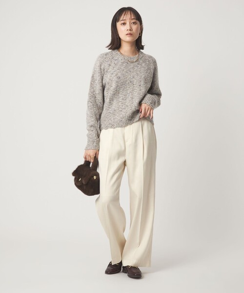 green label relaxing（グリーンレーベルリラクシング）の「フィブリル ワイド パンツ（スラックス・レディース・グレー系/オフホワイト/ブラック・38/36）」の7枚目の写真