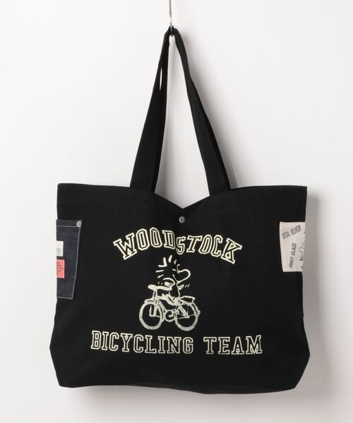SNOOPY×OLD BETTY'S（スヌーピーカケルオールドベティーズ）の「スヌーピー【SNOOPY】Heavy Canvas Tote Bag (WOODSTOCK)（ショルダーバッグ・レディース・ネイビー/キャメル/ブラック・FREE）」の9枚目の写真