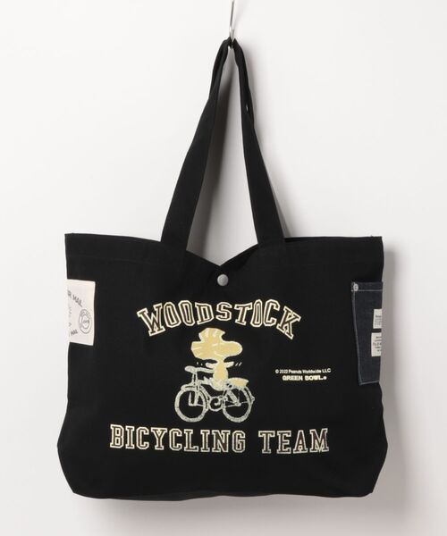 SNOOPY×OLD BETTY'S（スヌーピーカケルオールドベティーズ）の「スヌーピー【SNOOPY】Heavy Canvas Tote Bag (WOODSTOCK)（ショルダーバッグ・レディース・ネイビー/キャメル/ブラック・FREE）」の13枚目の写真