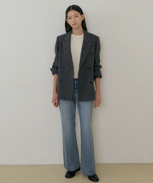 LINGSEOUL(リングソウル)の「wool double classic jacket-charcoal(テーラードジャケット・レディース・チャコール・FREE)」の2枚目の写真