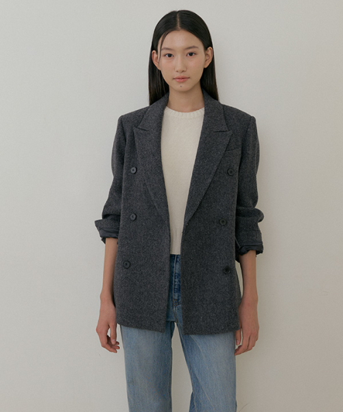 LINGSEOUL(リングソウル)の「wool double classic jacket-charcoal(テーラードジャケット・レディース・チャコール・FREE)」の3枚目の写真