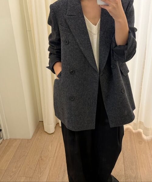 LINGSEOUL(リングソウル)の「wool double classic jacket-charcoal(テーラードジャケット・レディース・チャコール・FREE)」の5枚目の写真