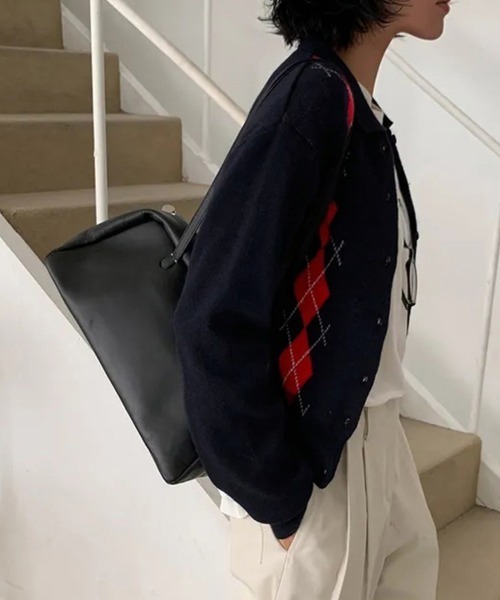 ONEP STAR（ワンピスター）の「アーガイル柄カーディガン（カーディガン/ボレロ・レディース・ネイビー/グレー・FREE）」の9枚目の写真