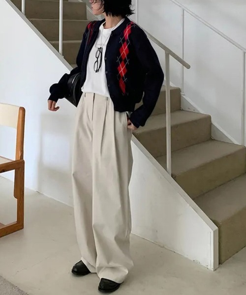 ONEP STAR（ワンピスター）の「アーガイル柄カーディガン（カーディガン/ボレロ・レディース・ネイビー/グレー・FREE）」の12枚目の写真