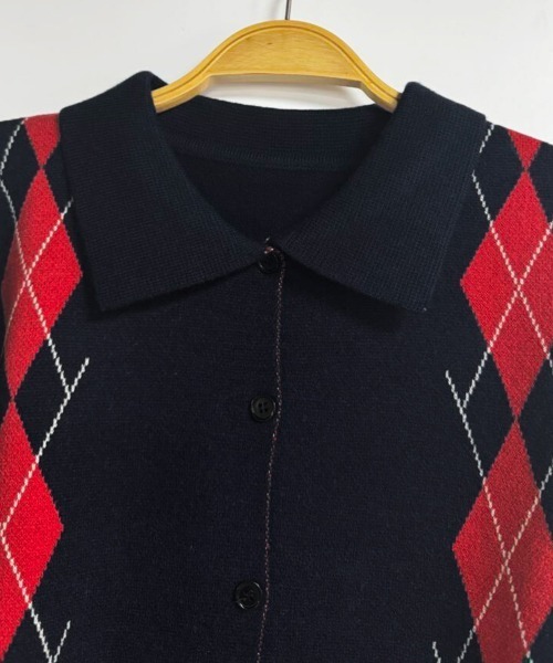 ONEP STAR（ワンピスター）の「アーガイル柄カーディガン（カーディガン/ボレロ・レディース・ネイビー/グレー・FREE）」の13枚目の写真