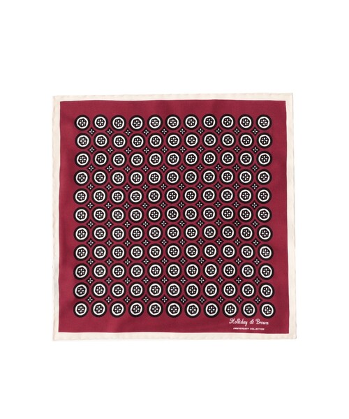 BEAMS F(ビームスエフ)の「Holliday & Brown / シルク 小紋柄 チーフ(ハンカチ/ハンドタオル・メンズ・ブルー/ワイン・ONE SIZE)」の1枚目の写真