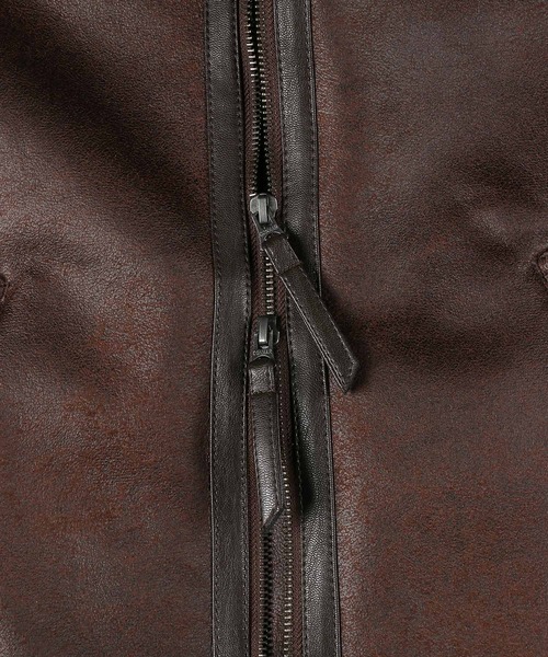 The DUFFER of ST.GEORGE（ザダファーオブセントジョージ）の「FAKE MOUTON B-3 FLIGHT JACKET：フェイクムートン B3 フライトジャケット（ミリタリージャケット・メンズ・ブラック/ブラウン・X-LARGE/LARGE/MEDIUM）」の7枚目の写真