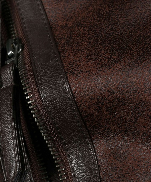 The DUFFER of ST.GEORGE（ザダファーオブセントジョージ）の「FAKE MOUTON B-3 FLIGHT JACKET：フェイクムートン B3 フライトジャケット（ミリタリージャケット・メンズ・ブラック/ブラウン・X-LARGE/LARGE/MEDIUM）」の8枚目の写真