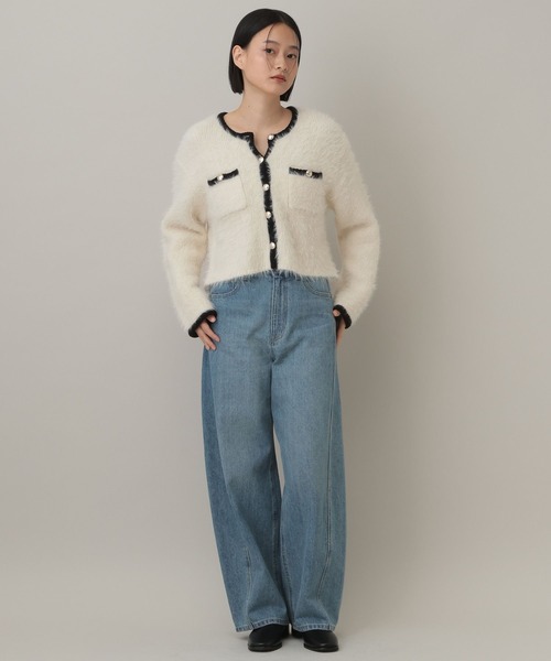 A part by（アパートバイ）の「アルパカファーハイショクカーディガン（カーディガン/ボレロ・レディース・オフホワイト/ブラック/グレー系その他3・FREE）」の6枚目の写真