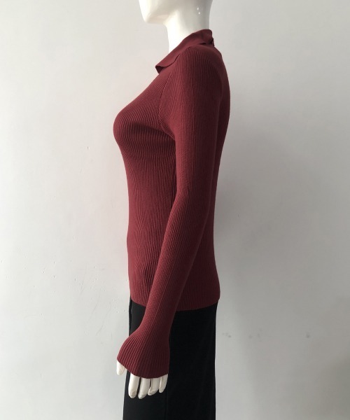 Miniministore(ミニミニストア)の「ポロニットトップス リブニット 韓国風(ニット/セーター・レディース・ワインレッド/アイボリー/ホワイト/ベージュ/ブラック・FREE)」の15枚目の写真