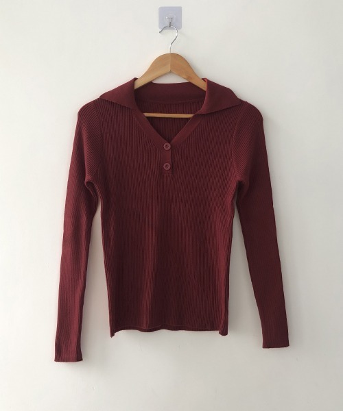 Miniministore(ミニミニストア)の「ポロニットトップス リブニット 韓国風(ニット/セーター・レディース・ワインレッド/アイボリー/ホワイト/ベージュ/ブラック・FREE)」の17枚目の写真