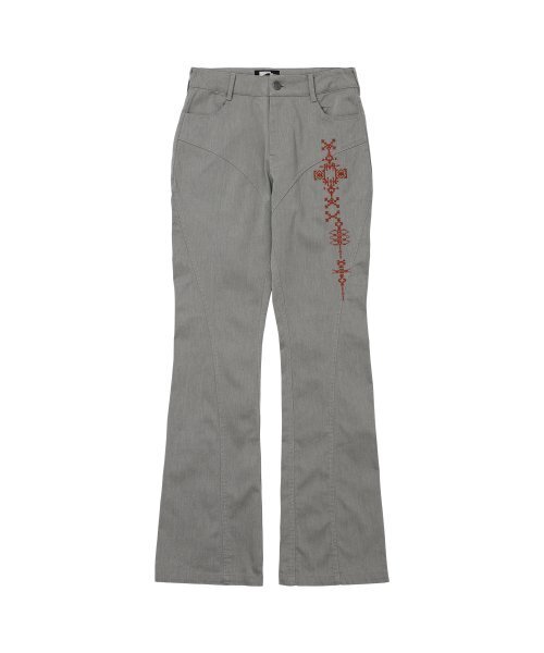 Embroidered Line Pants Grey