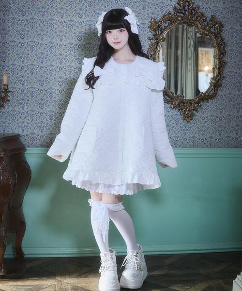 Whinny（ホワイニー）の「Whinny/oh!ラブラブキュンキュンアウター（ダウンジャケット/コート・レディース・ホワイト/サックスブルー/ブラック・FREE）」の4枚目の写真