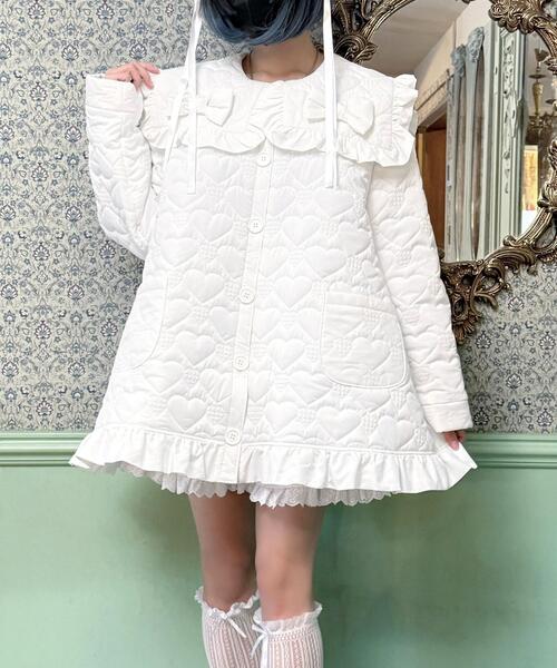 Whinny（ホワイニー）の「Whinny/oh!ラブラブキュンキュンアウター（ダウンジャケット/コート・レディース・ホワイト/サックスブルー/ブラック・FREE）」の5枚目の写真