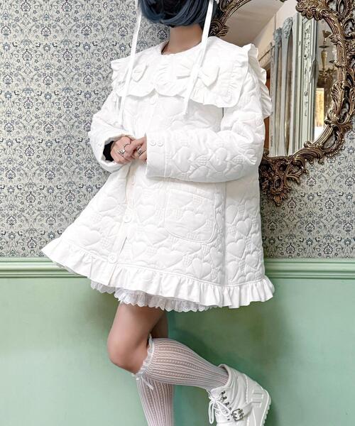 Whinny（ホワイニー）の「Whinny/oh!ラブラブキュンキュンアウター（ダウンジャケット/コート・レディース・ホワイト/サックスブルー/ブラック・FREE）」の6枚目の写真