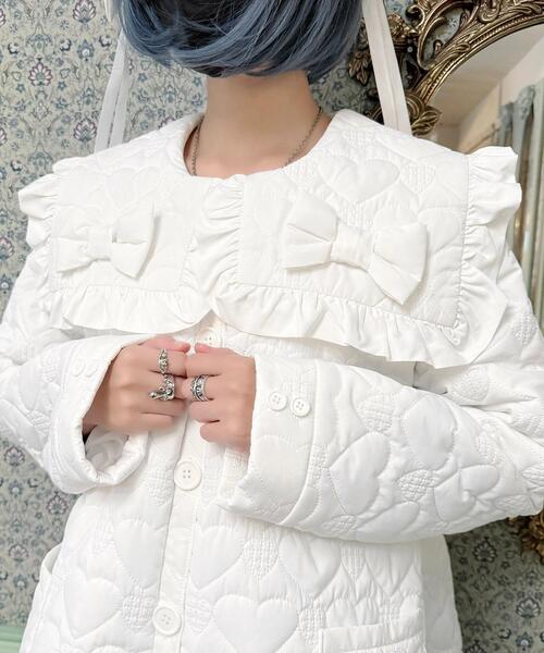 Whinny（ホワイニー）の「Whinny/oh!ラブラブキュンキュンアウター（ダウンジャケット/コート・レディース・ホワイト/サックスブルー/ブラック・FREE）」の7枚目の写真