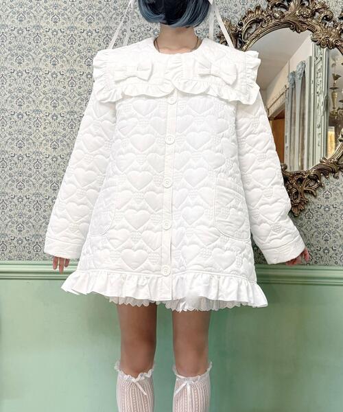 Whinny（ホワイニー）の「Whinny/oh!ラブラブキュンキュンアウター（ダウンジャケット/コート・レディース・ホワイト/サックスブルー/ブラック・FREE）」の10枚目の写真