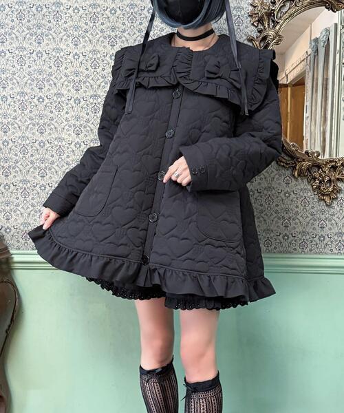 Whinny（ホワイニー）の「Whinny/oh!ラブラブキュンキュンアウター（ダウンジャケット/コート・レディース・ホワイト/サックスブルー/ブラック・FREE）」の15枚目の写真