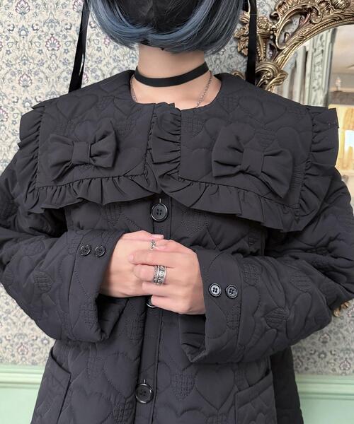 Whinny（ホワイニー）の「Whinny/oh!ラブラブキュンキュンアウター（ダウンジャケット/コート・レディース・ホワイト/サックスブルー/ブラック・FREE）」の17枚目の写真