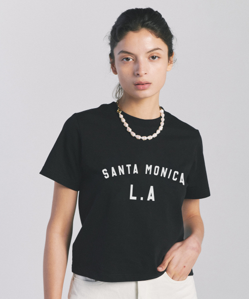 PAPERBOY(ペーパーボーイ)の「クロップサンタモニカ半袖Tシャツ-ブラック(Tシャツ/カットソー・レディース・その他・SMALL/MEDIUM)」の1枚目の写真