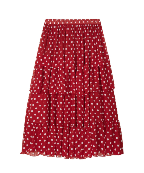 LO AXUAL(ロ・アクシュアル)の「DOT CHIFFON FLARE SKIRT_RED(スカート・レディース・その他・FREE)」の1枚目の写真