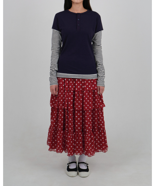 LO AXUAL(ロ・アクシュアル)の「DOT CHIFFON FLARE SKIRT_RED(スカート・レディース・その他・FREE)」の5枚目の写真