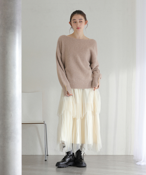 セール】ボタンスリーブFOXブレンドプルオーバー（ニット/セーター