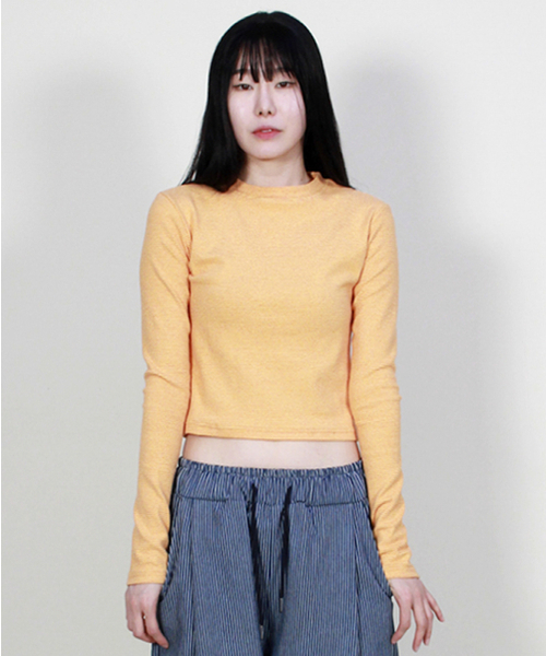 DEMARC(ドゥマーク)の「ピンストライプスリムクロップ長袖Tシャツオレンジ(Tシャツ/カットソー・レディース・その他・MEDIUM/LARGE)」の9枚目の写真