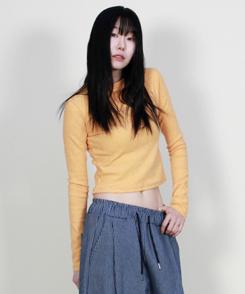 DEMARC(ドゥマーク)の「ピンストライプスリムクロップ長袖Tシャツオレンジ(Tシャツ/カットソー・レディース・その他・MEDIUM/LARGE)」の13枚目の写真