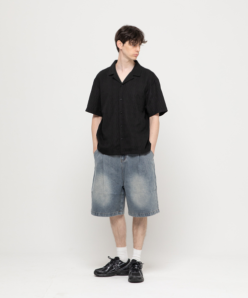 CHAMBROS（チャンブロス）の「ワイドノンフェイドワンタックバミューダデニムハーフパンツ[ミディアムブルー]（その他パンツ・レディース・その他・MEDIUM/LARGE/X-LARGE/XX-LARGE）」の5枚目の写真