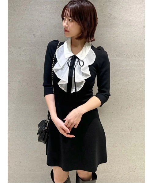 SNIDEL(スナイデル)の「ラッフルミニニットワンピース(ワンピース・レディース・ブラック/アイボリー/グリーン・F)」の13枚目の写真