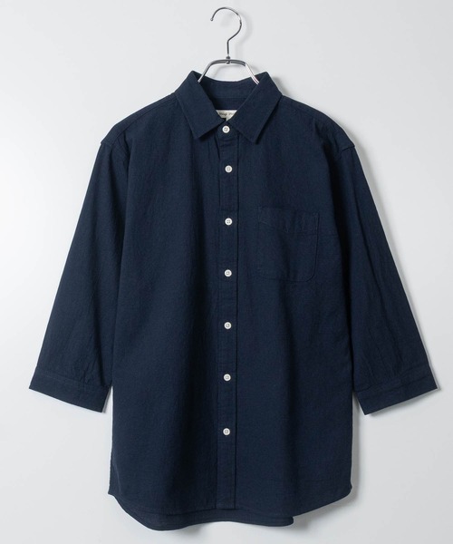 JOHN'S CLOSET(ジョンズクローゼット)の「【a】パナマ レギュラーカラー 七分袖シャツ(シャツ/ブラウス・メンズ・ブルー/ブラック/ピンク/ネイビー系1/ホワイト系その他/ホワイト/ネイビー/ミント/ベージュ・LARGE/MEDIUM)」の1枚目の写真