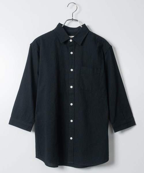 JOHN'S CLOSET(ジョンズクローゼット)の「【a】パナマ レギュラーカラー 七分袖シャツ(シャツ/ブラウス・メンズ・ブルー/ブラック/ピンク/ネイビー系1/ホワイト系その他/ホワイト/ネイビー/ミント/ベージュ・LARGE/MEDIUM)」の4枚目の写真