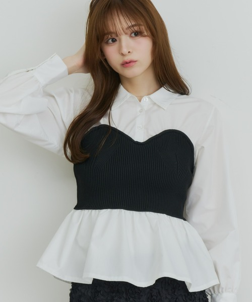 Olu.（オルドット）の「ニットビスチェドッキングシャツ（シャツ/ブラウス・レディース・ネイビー/ブラック/グレー・FREE）」の2枚目の写真