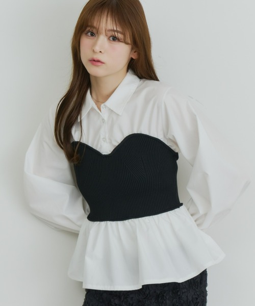 Olu.（オルドット）の「ニットビスチェドッキングシャツ（シャツ/ブラウス・レディース・ネイビー/ブラック/グレー・FREE）」の19枚目の写真