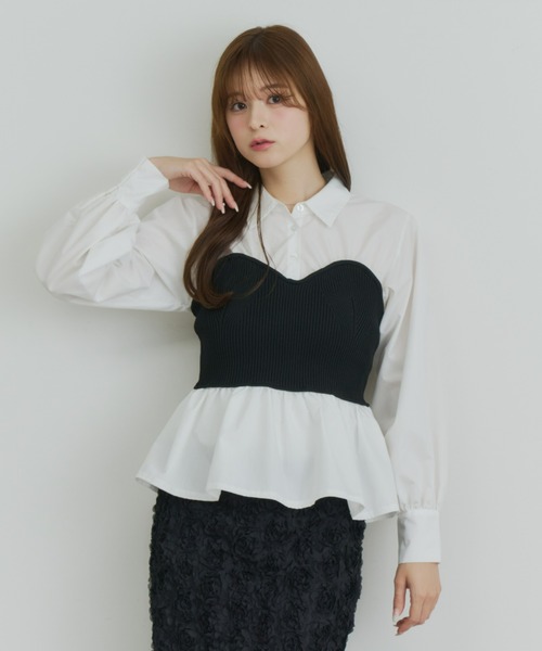 Olu.（オルドット）の「ニットビスチェドッキングシャツ（シャツ/ブラウス・レディース・ネイビー/ブラック/グレー・FREE）」の20枚目の写真