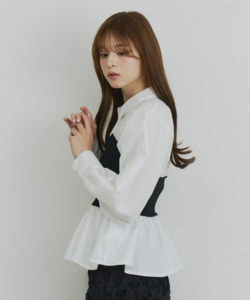 Olu.（オルドット）の「ニットビスチェドッキングシャツ（シャツ/ブラウス・レディース・ネイビー/ブラック/グレー・FREE）」の21枚目の写真