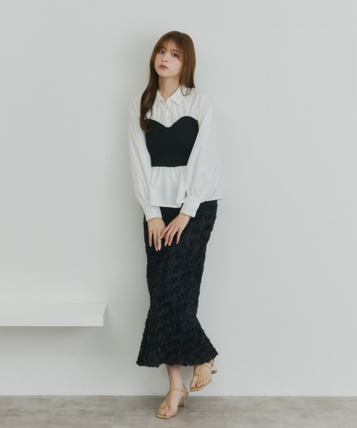 Olu.（オルドット）の「ニットビスチェドッキングシャツ（シャツ/ブラウス・レディース・ネイビー/ブラック/グレー・FREE）」の22枚目の写真