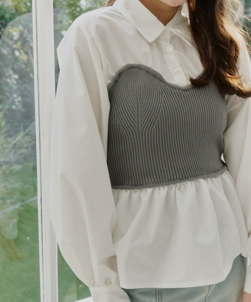 Olu.（オルドット）の「ニットビスチェドッキングシャツ（シャツ/ブラウス・レディース・ネイビー/ブラック/グレー・FREE）」の5枚目の写真