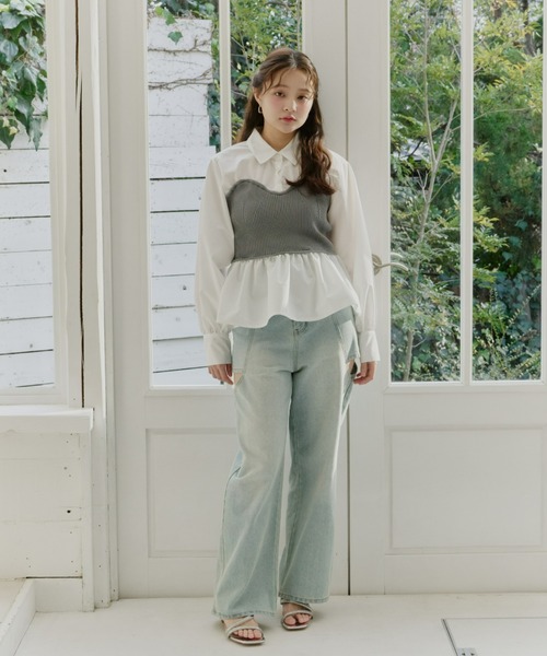 Olu.（オルドット）の「ニットビスチェドッキングシャツ（シャツ/ブラウス・レディース・ネイビー/ブラック/グレー・FREE）」の8枚目の写真