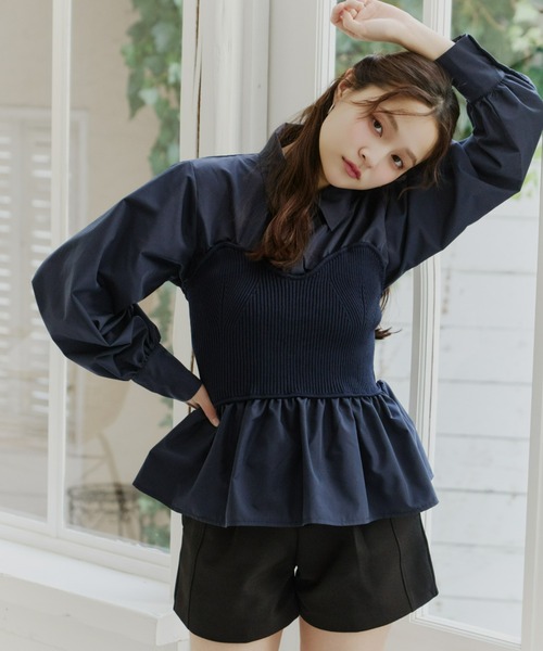 Olu.（オルドット）の「ニットビスチェドッキングシャツ（シャツ/ブラウス・レディース・ネイビー/ブラック/グレー・FREE）」の10枚目の写真