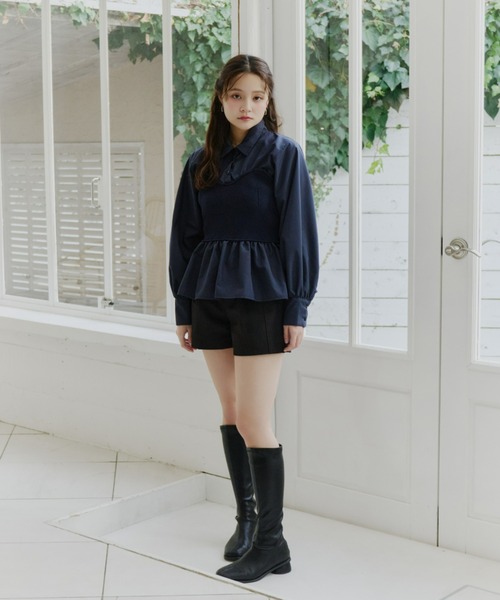 Olu.（オルドット）の「ニットビスチェドッキングシャツ（シャツ/ブラウス・レディース・ネイビー/ブラック/グレー・FREE）」の12枚目の写真